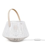 Paco Home Lampe À Poser Lampe De Chevet Lampe De Bureau Table Appoint Lampe Lecture Abat-Jour Déco Boho Osier E27, Type de lampe:Type 2, Couleur:Blanc