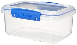 Sistema KLIP IT Food Storage Container | 1 L | Airtight & Stackable Meal Prep Container with Lid | School Lunch Box | BPA-Free | 1 Count, Blue