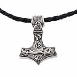 Chokers Vikingasmycke Tors hammare med läderhalsband Silver