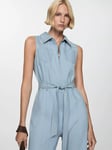 Mango Lester Denim Jumpsuit, Light Blue