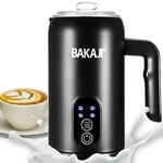 BAKAJI Mousseur à lait électrique 4 en 1, capucinateur automatique 350 ml, moussant pour mousse lait, fonctionnement silencieux, idéal Cappuccino chaud ou froid, café tacheté, acier inoxydable