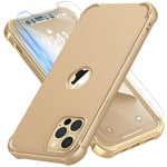 ORETECH for iPhone 12 Pro Max Case, with [2 x Screen Protectors] [10 Ft Military Grade Drop Test] [Camera Protection] 360° Shockproof Slim Thin Phone Case iPhone 12 Pro Max Cover 6.7" - Gold