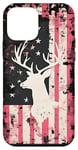 Coque pour iPhone 12 mini Pink Camo American Flag Hunter Deer Chasse pour femmes