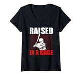 Womens Raised In A Cage Baseball Batter Baseball Bat Hitter Batters V-Neck T-Shirt