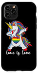 Coque pour iPhone 11 Pro Rainbow Unicorn Love Is Love Is Love LGBT LGBTQ Gay Lesbian Pride