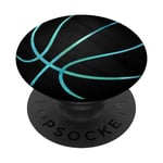 Ballon de basket aquarelle vert et bleu sur noir PopSockets PopGrip Interchangeable