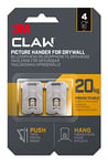 3M Claw Plasterboard Picture Hanging Wall Hooks For Hanging Home Décor, 4 Hangers, Holds up to 20 kg - Ideal for Heavyweight Items