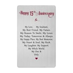 15th Anniversary Card for Women Men Him Her- 15 Fifteen Year Wedding Anniversary Keepsake Gift for Husband Wife