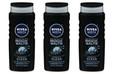 BL Nivea Men Body Wash Rock Salts Clean 16.9oz X 3 Counts