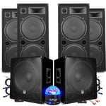 Pack Sono BM SONIC MEGA BASSES Caissons bi-amplifié 18" 46cm 2x1200W , 4 Enceintes 4x2000W SONO DJ PRO CLUB MIX BAR, Light