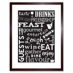 Wee Blue Coo Drink Food Wine Kitchen Words Black Quote Framed Wall Art Print