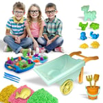 19PCS Beach Toy Wheelbarrow Set Sandcastle Tools Molds 1000g Sand Carry Bag Toy