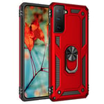 Samsung Galaxy S21 FE 5G      Military Armour Ring Case    Red