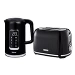 GEEPAS 1.7L Digital Electric Kettle & 2200w 2 Slice Bread Toaster Combo Set Blak