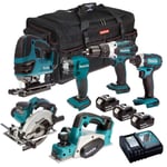 Makita 18V LXT 6 Piece Combo Tool Kit 3 x 5.0Ah Battery Charger & Bag T4T6067PT