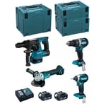 MAKITA Kit MK407RTJ (DHR243 + DHP484 + DTD153 + DGA504 + 2 x 5,0 Ah + DC18RC + MAKPAC 2 + MAKPAC 3 + MAKPAC 4)