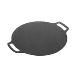 35cm Thick Cast Iron Frying Pan Flat Pancake Griddle Non-Stick Bbq Grill1674