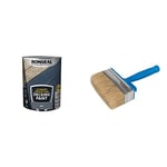 RONSEAL ULTIMATE DECKING PAINT SLATE 5L & Silverline 394974 Block Brush 115 mm / 4-1/2"