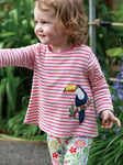 Frugi Baby Organic Cotton Oakleigh Stripe Top & Leggings Set, White Tropical Birds