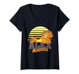 Madagascar Alex The Lion Striped Sunset Poster V-Neck T-Shirt