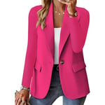 Kvinnors Blazer Business Casual Blazers Långärmad Knäppt Blazer Jacka ROS RÖD ROSE RED S