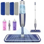 MEXERRIS Balai pulvérisateur en Microfibre pour Le Nettoyage des sols – Balai avec Spray 4 tampons lavables réutilisables pour poussière Humide et Sec avec 2 Bouteilles, Balai Plat pour parquet,