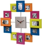 Horloge Murale Unity, Cadran à 12 Cadres Photo, Multicolore, 39 cm