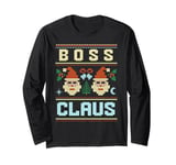 Boss Claus Santa Hat Ugly Christmas Matching Employer Work Long Sleeve T-Shirt