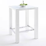 Table de bar design JANIS 80 x 80 cm finition laque blanche brillante