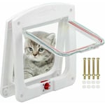 Chatière pour Chat Chiens Petit Chatière Porte Puce 4 Voies verrouillable Facile à Installer