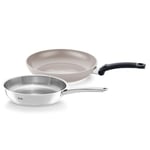 Fissler Jeu De Poêles, 2 Pièces, Poêle Ceratal Classic À Revêtement En Céramique (28 cm) + Poêle Collection Pure En Inox Non Revêtu (24 cm), Fabrication En Allemagne, Compatible Induction