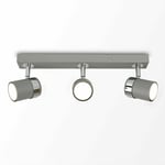 3 Way Adjustable Straight Bar Spotlights in Grey + 3 LED Warm White Bulbs!