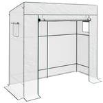 Outsunny Serre de Jardin Murale Serre adossée avec 1 Porte Enroulable, bâche PE renforcée, 2 fenêtres, dim. 196L x 77l x 197/178H cm Blanc