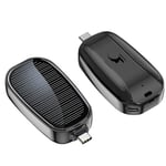 Mini solcellsladdare Powerbank Bärbar Nyckelring Powerbank För Mobiltelefon 1200mAh [FW] Black: For type-c