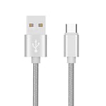 Pack of 3 Type C Nylon Metal Cables for Samsung Galaxy S10+ Android Smartphone Charger Connector (Silver)