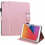 Case for Apple iPad 10.2 (2019), Premium Cute Cartoon PU Leather Flip Case, with Smart Cover Magnetic, Stand Support, Pen Holder, Card Slots for iPad 7th generation 10.2 inch A2232/A2198/A2200, Pink.