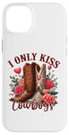 Coque pour iPhone 14 Plus I Only Kiss Cowboys Tee Bottes de cowboy western Saint-Valentin