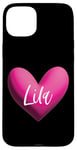 Coque pour iPhone 15 Plus Lila Rose Prénom Cœur Amour Femme Fille Amie Personnalisé