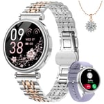 Fitnynxos Montre Connectée Femme, 1.27" HD Smartwatch avec Appel, 24H Fréquence Cardiaque Fonction Féminine Sommeil SpO2, 120+ Sports, IP68 Podomètre Calorie Fitness Tracker Android iOS Argent, Cadeau