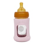 Hevea Glass Tåteflaske Wide Neck med Sleeve 150 ml, Powder Pink - 1 stk. Tåteflasker og tilbehør Amming og flaske Mor & Barn