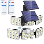 Lot de 2 Lampes Solaires Exterieur avec Détecteur de Mouvement IP65 Étanche 138 LED Projecteur Extérieur pour Jardin Lumière