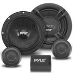 Pyle 2-Way Car Stereo Speaker System - 360W 6.5 Inch Universal Pro Audio Car Speaker OEM Quick Replacement Component Speaker Vehicle Door/Side Panel Mount Compatible w/Crossover Network PL6150BK