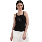 Calvin Klein Jeans Women's Outlined Strappy Boat Neck Tank Top, Black (Ck Black), S