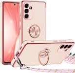 Miss Arts for Samsung S24 Plus Case with Ring Holder stand, Electroplated Luxury Phone Case with Lanyard Women Girls, Soft Protective Shockproof Cover for Samsung Galaxy S24 Plus- Pink