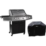 Habitat Et Jardin - Barbecue Gaz 'Bingo 4' - 4 brûleurs dont 1 latéral - 14kW + Housse protection - Noir