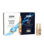 ISDIN Isdinceutics Traitement Anti-Taches Pigment Expert + Night Peel (10 + 10 flacons) | Sérum éclaircissant pour le visage et peeling de nuit exfoliant à usage unique