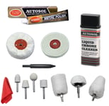 Autosol Chrome & Metal Polishing Buffing Kit Liquid Chrome & Metal Polish Paste