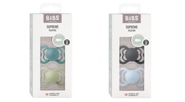 BIBS - Pacifier Supreme 2x 2 PACK - Island Sea/Sage & Iron/Baby Blue - Size 2