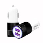 Svart USB Cigarettändare Laddare Dubbla portar Ultrasnabb USB X2 billaddare 12-24V för Samsung Galaxy A05s