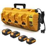 4Pack DCB184 6.0Ah Lithium XR battery &For DeWALT 18V 4-Port DCB104 Fast Charger